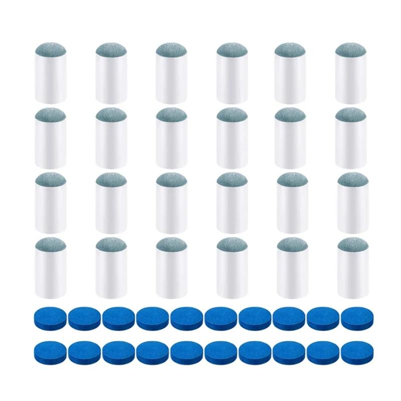 슬립온 큐 팁 교체품, 13 mm 큐 팁, 풀 큐 및 스누커 교체품, 13 mm 블루 큐 팁, 100 개